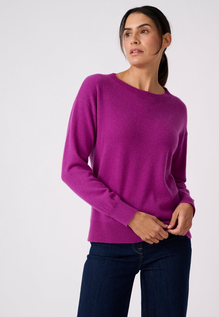 Damart - Trui van zuiver kasjmier met rond hals - Dames - Roze - S