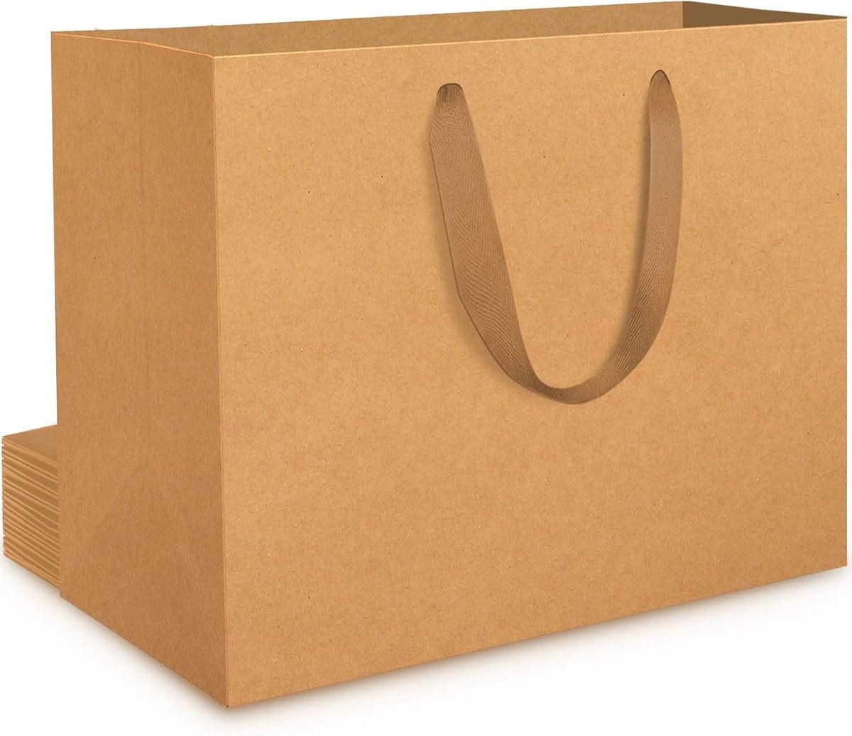 Extra Grote Kraft Papieren Cadeautassen - 10 Stuks - Stevige 230gsm Gift Bags in Bruin - Ideaal voor Verjaardagen en Feestjes - 40x30x15cm met Handvat
