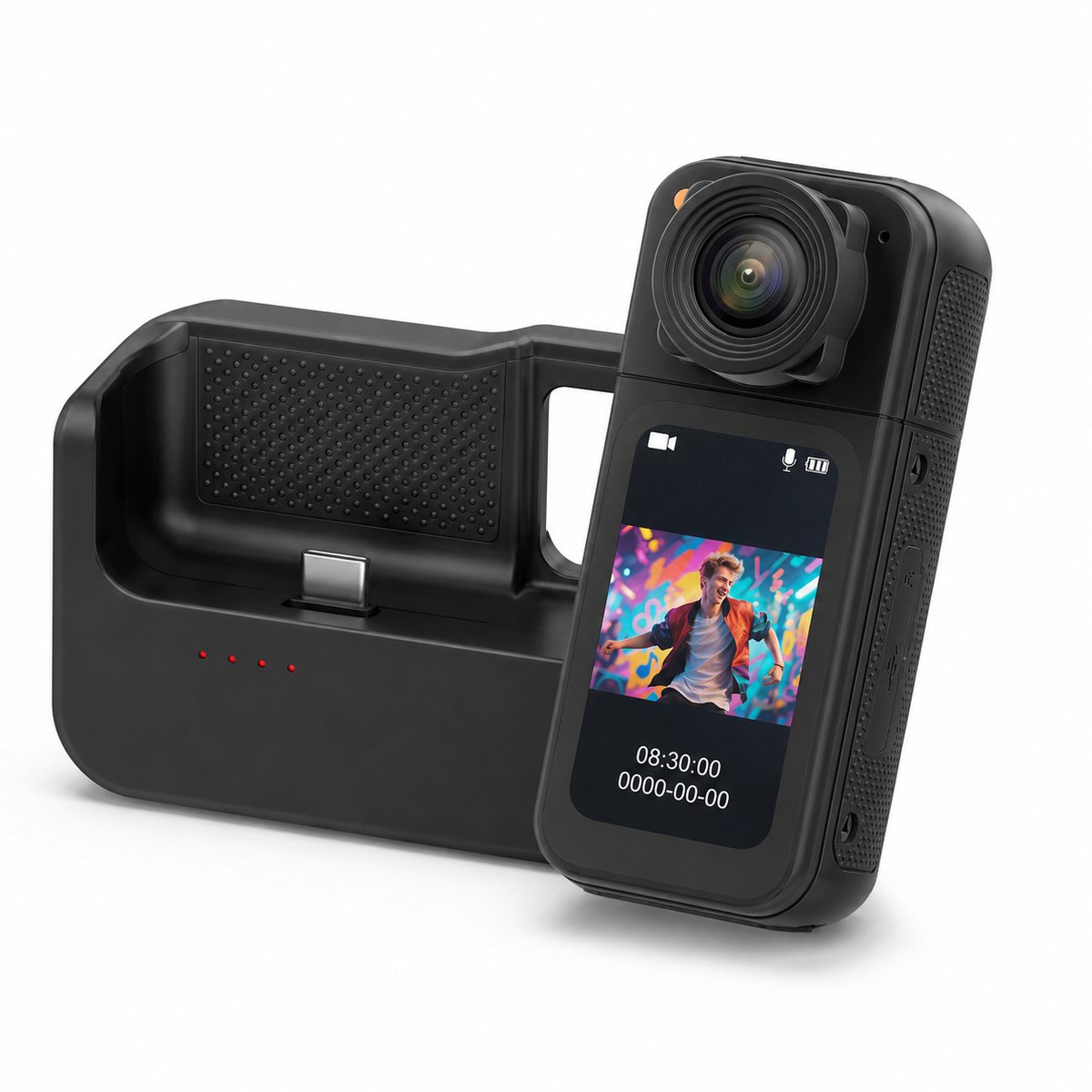 Gloovon® magnetische mini camera thumb camera - 1080P HD met 180 graden draaibare lens - laadstation - zwart - ca. 35,6 g