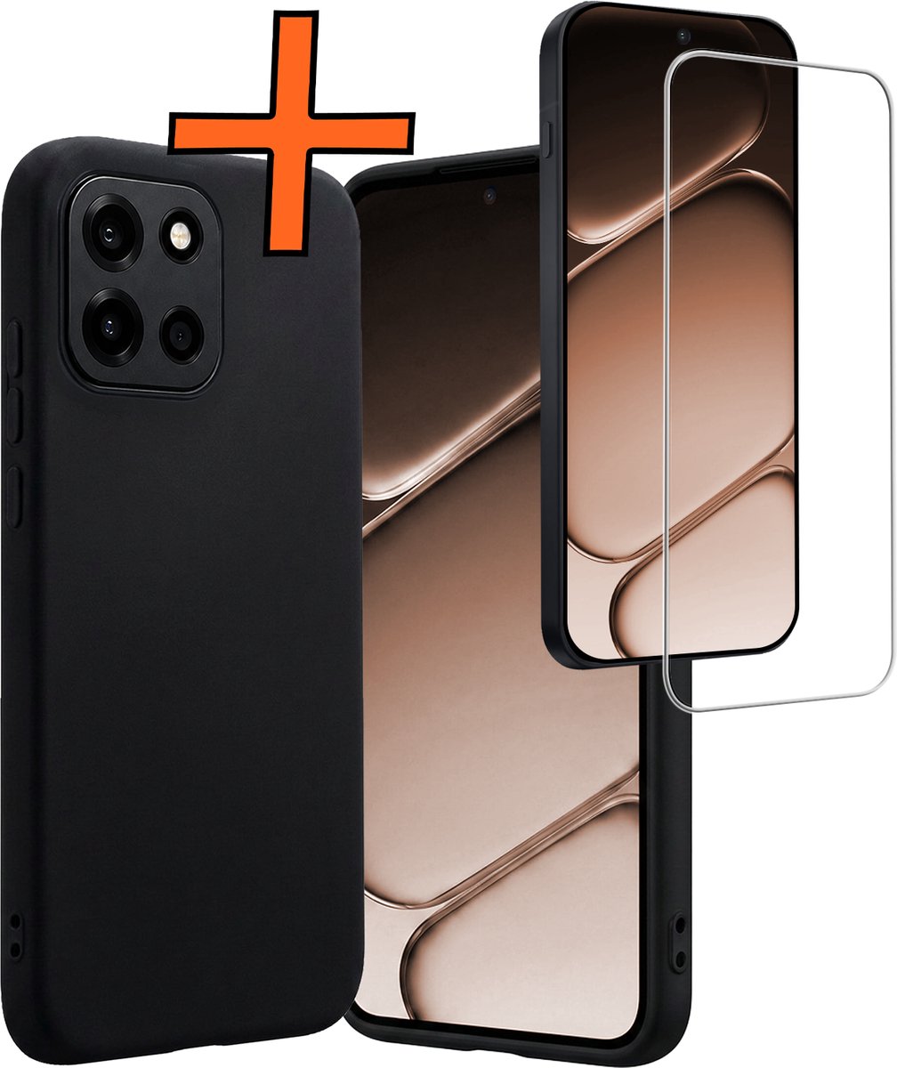 Hoes - Met Screenprotector - Geschikt voor OnePlus Nord 6 - Sterk & Shockproof - Back Cover - Siliconen Case - Telefoon Hoes - Zwart