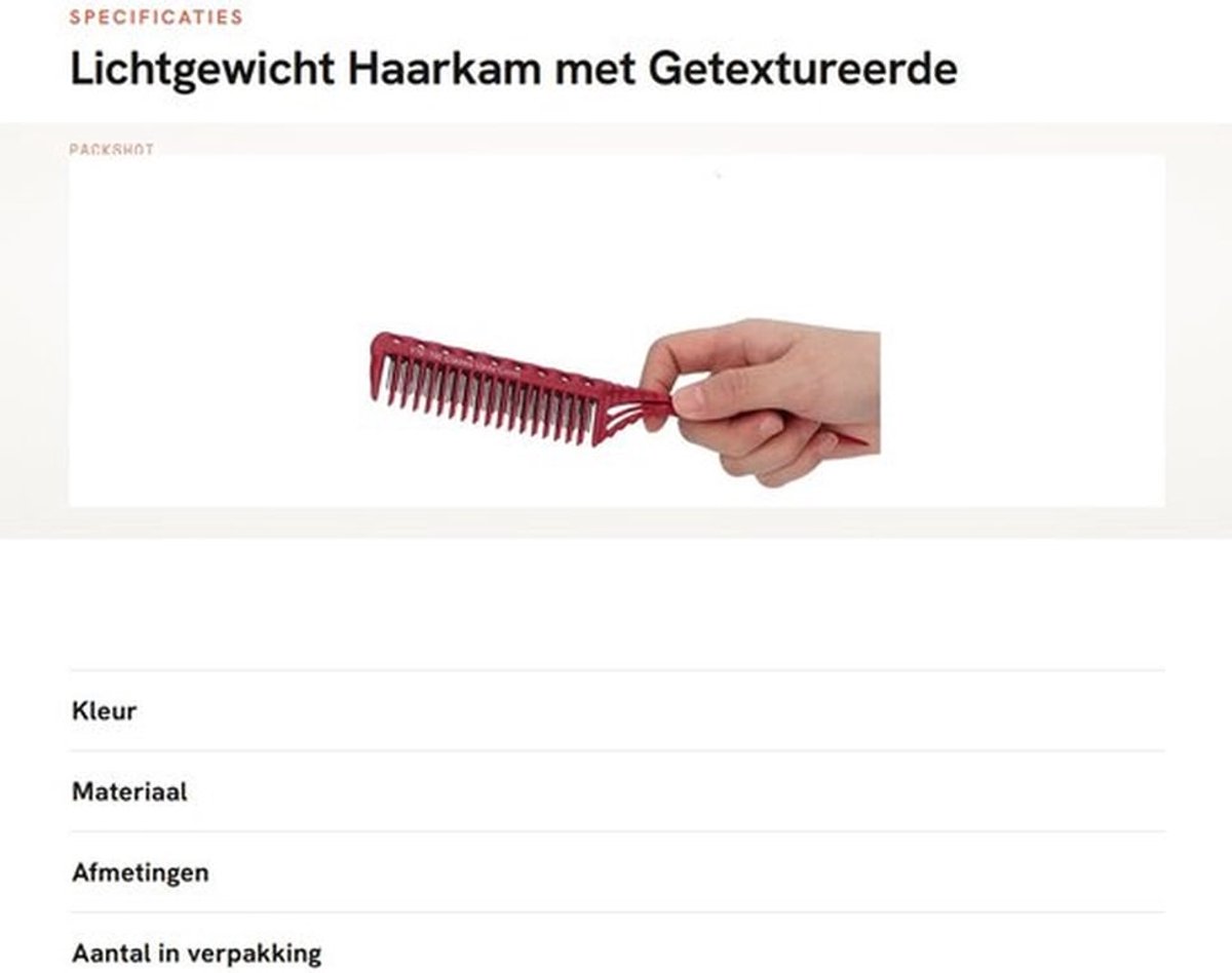 Haarkam Lichtgewicht - Haarkammetjes Zijkam - Haarkam Heren - Antislip Handgreep - 3 Rijen Kamtanden - Geschikt voor Kapsalon - Haarstylingkam