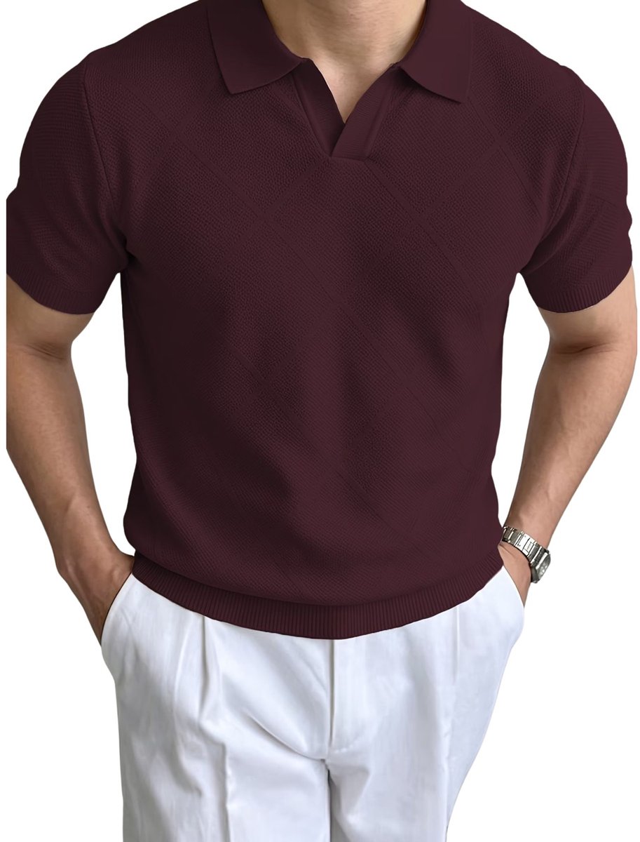 Currero T-Shirt Heren Shirt Zomerkleding T Shirt Mode Old Money Polo Mannen Kleding Volwassenen Kleur Bordeaux
