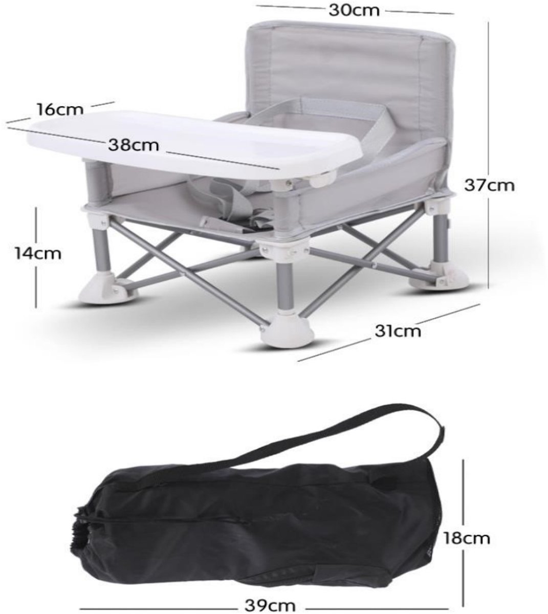 Kinderstoel - Baby voedingsstoel - Verhogings stoelen - Opvouwbare babystoel - Hoge kinderstoel - Afneembaar dienblad - met opbergtas - Geschikt voor peuters van 6-36 maanden (37*31 cm - Grijs) – foto 2