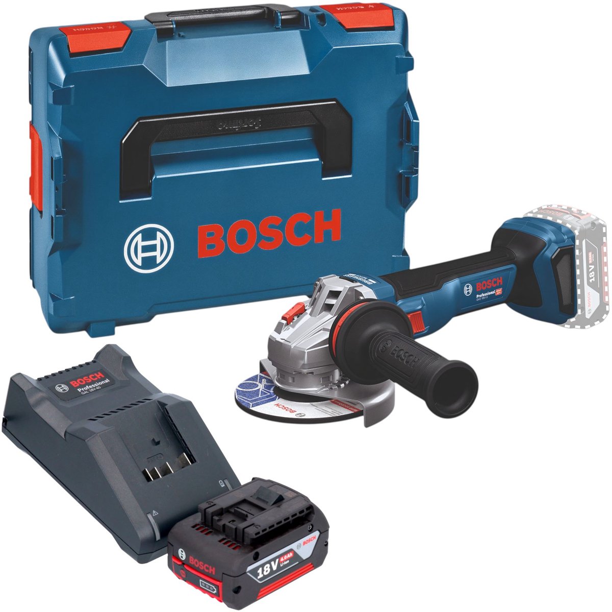 Bosch GWS 18V-11 Professional accu haakse slijper 18 V 125 mm borstelloos + L-Boxx ( 06019N4102 ) - zonder accu, zonder oplader