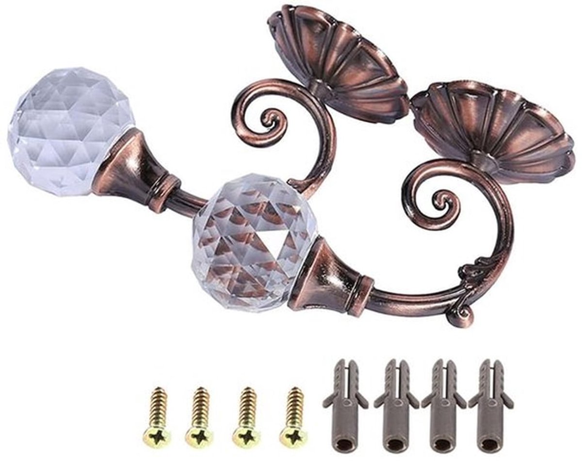 Gordijnhouders 2-delig - Metalen Gordijnhouders - Kristallen Bol 3 cm - Muurbevestiging - Draperie-Tiebacks - Gewicht per stuk 167 gr - Draperiehouders