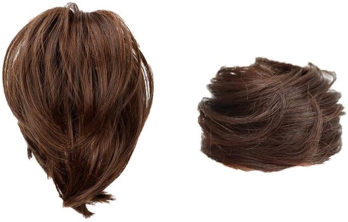 Haarknot met elastiek - Paardenstaartverlenging - Haarstukje - Rommelige knot - Hittebestendig - Voor meisjes/vrouwen - Paardenstaart