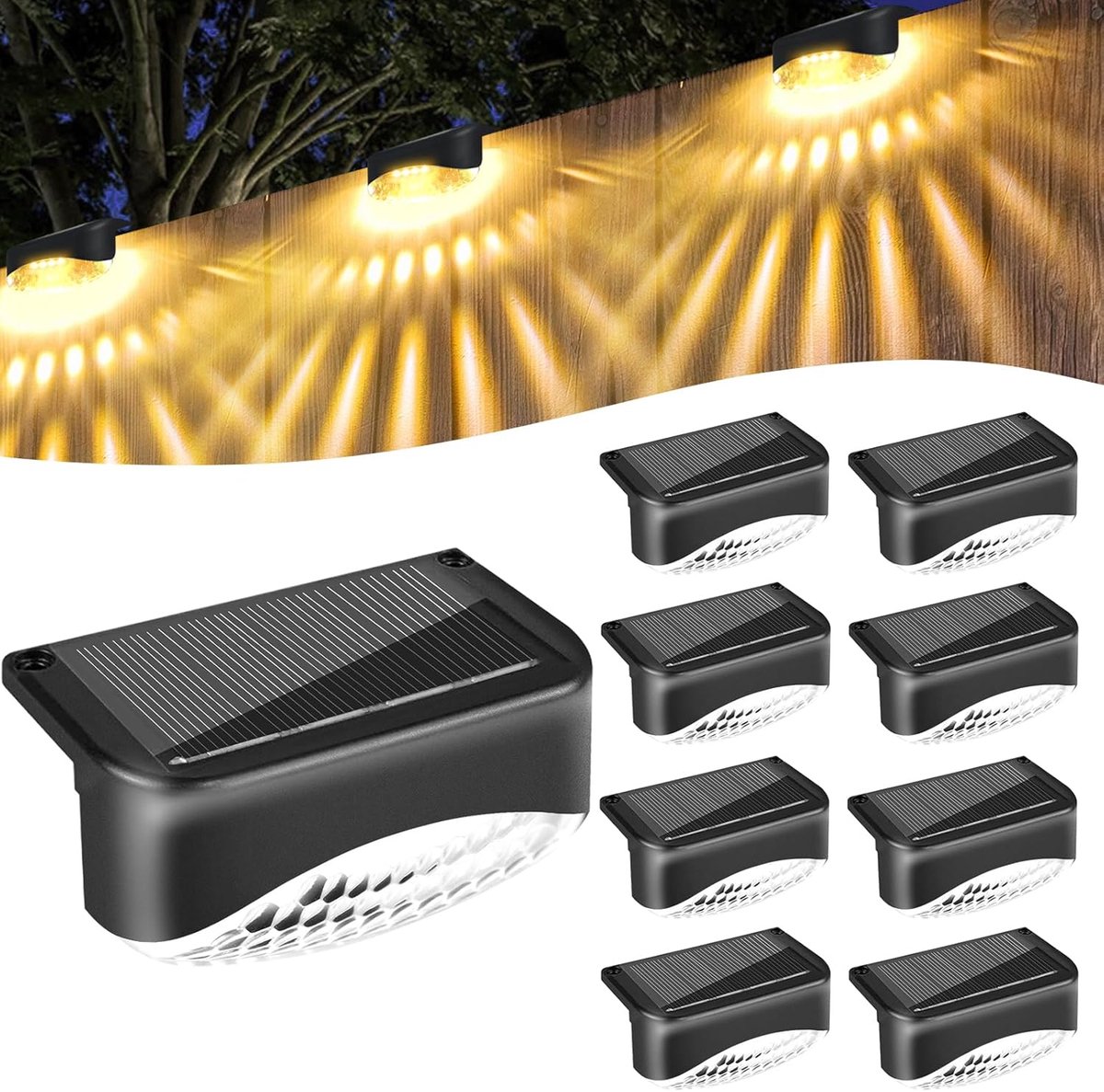 Buiten solar lampen - IP65 waterdicht - gaat automatisch aan - voor tuin, hekwerk en balkon - zonne-energie tuinlampen - voor buiten- en tuingebruikers - 8 stuks