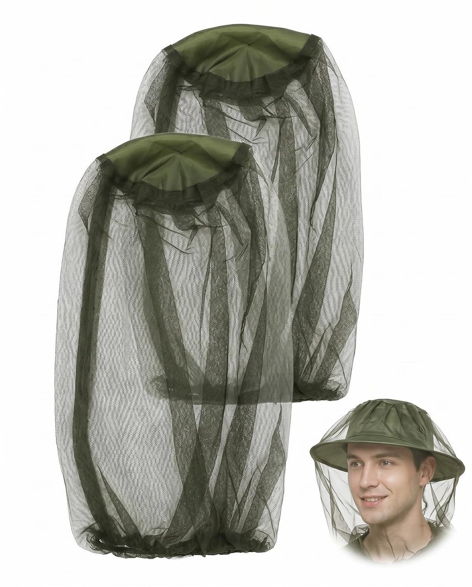 Solidchoice - Insectenwerend Hoofdnets, 2 Stuks, Ademend en Veilig voor Buitenactiviteiten