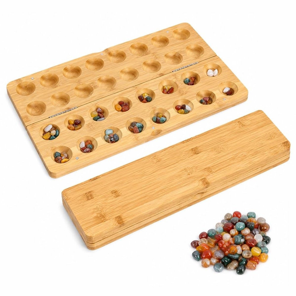Solidchoice - Kalaha Mancala Bordspel met 65 Stenen voor 2 Spelers