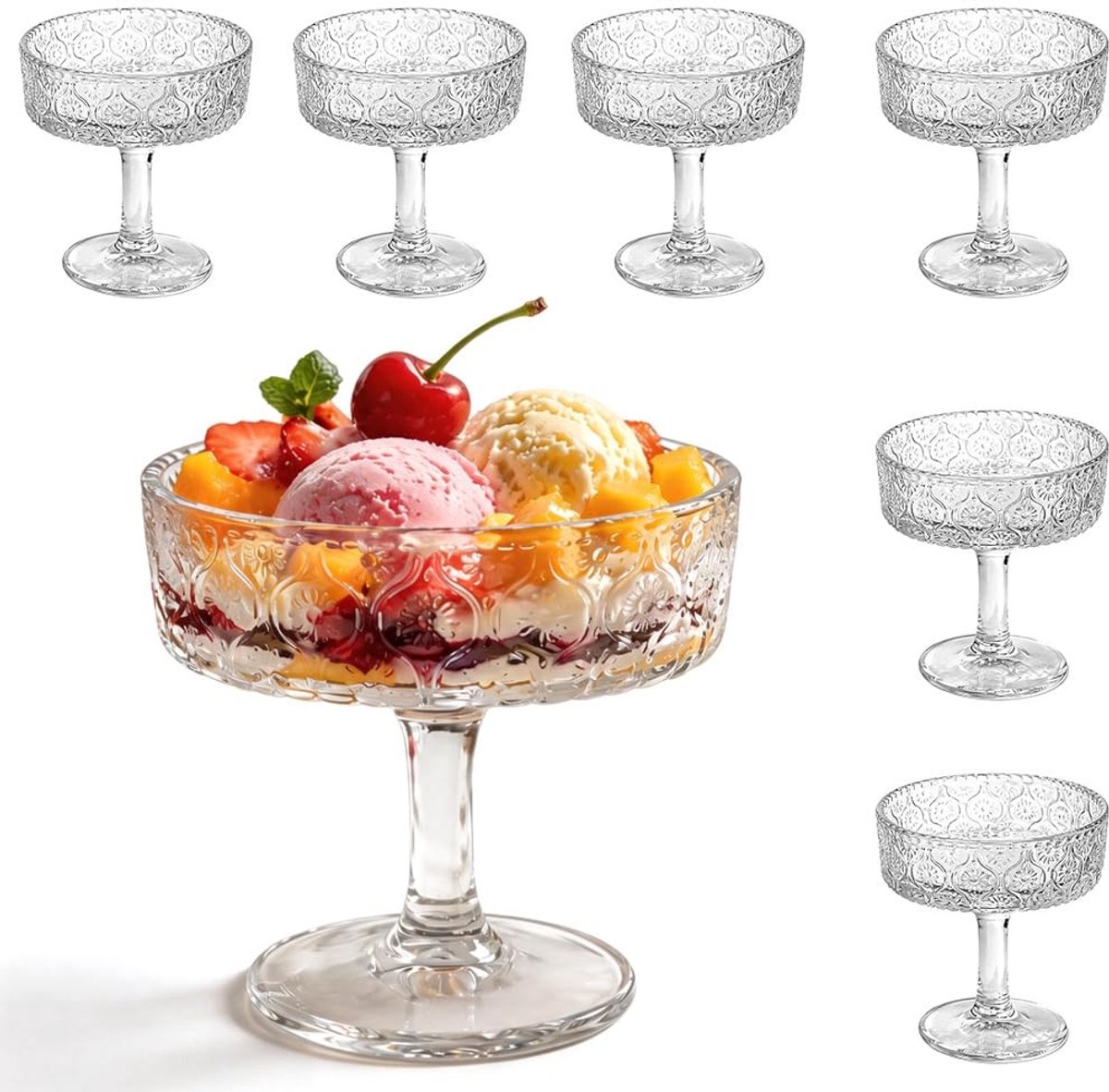 Solidchoice - Set van 6 Ribbelige Coupe Glazen 300 ml