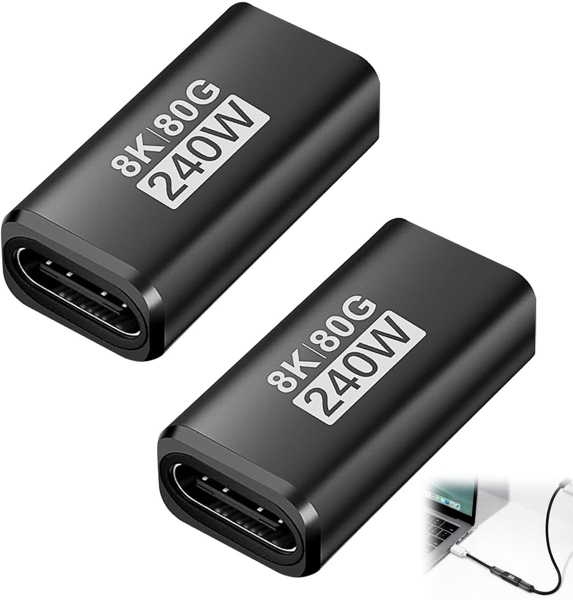 Solidchoice - USB C naar USB C Adapter Set van 2 met 8K Resolutie