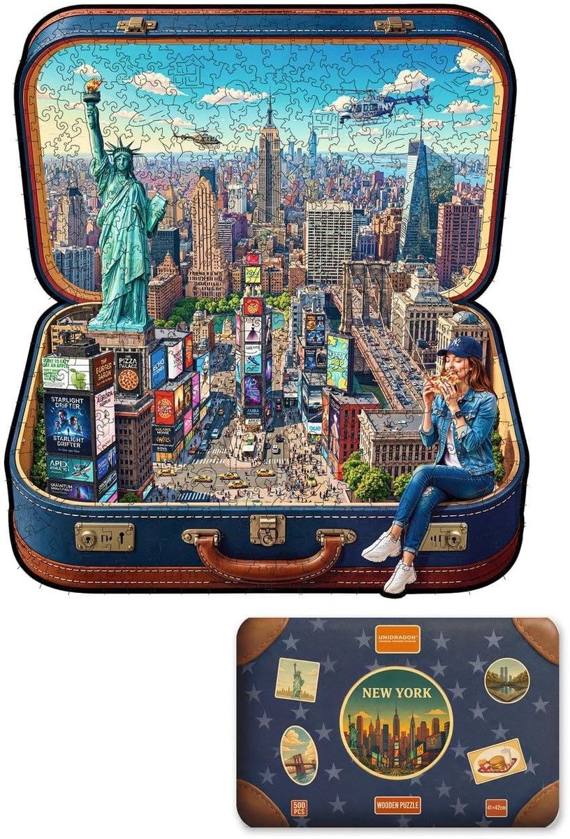 Solidchoice - Houten Puzzel New York met Unieke Stukken