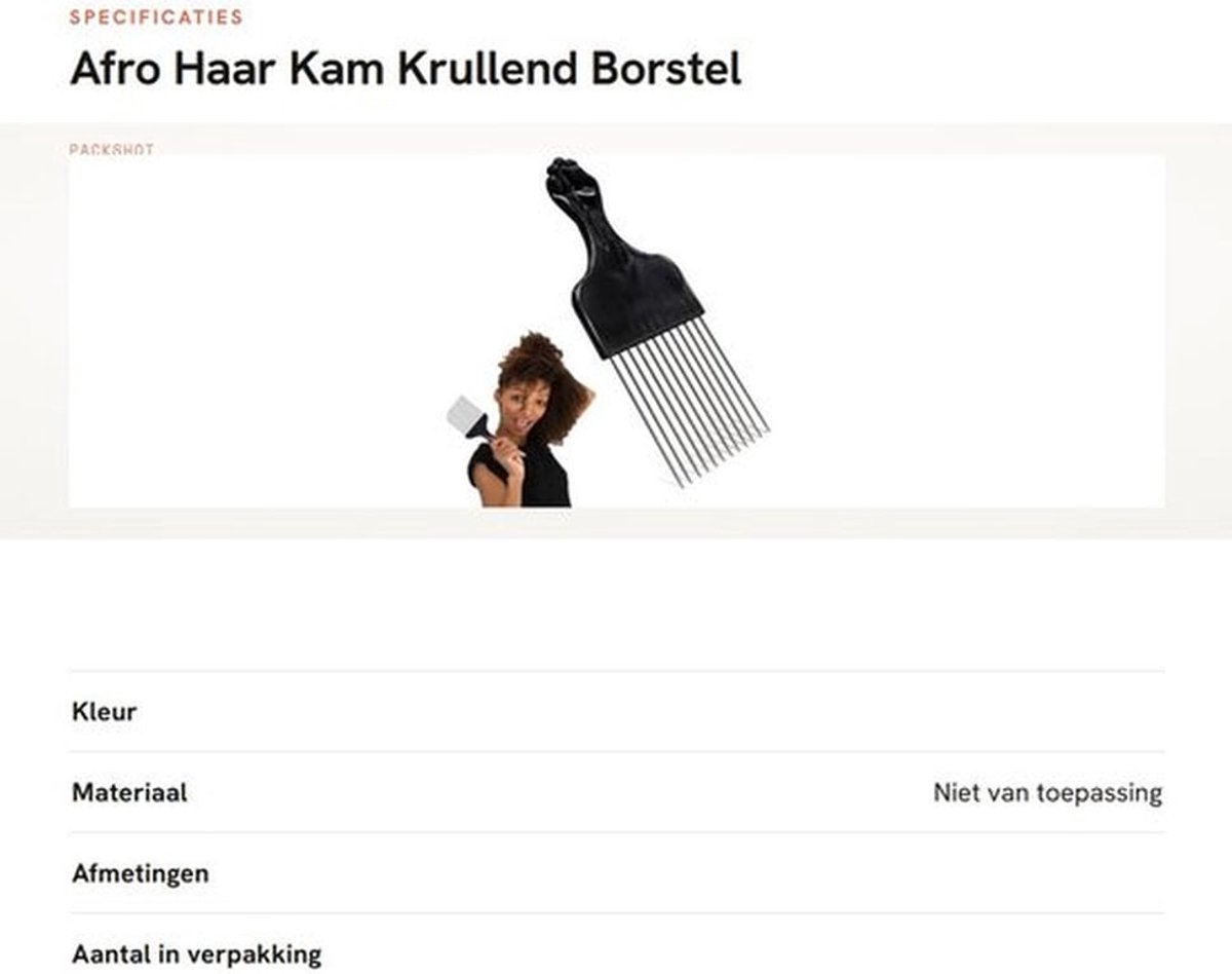 Afro Haar Kam - Krullend Borstel - Antistatisch Ontwarren - 2 Stuks - Haar Styling Tool - Geschikt voor Afro Kapsels - Plastic en Staal