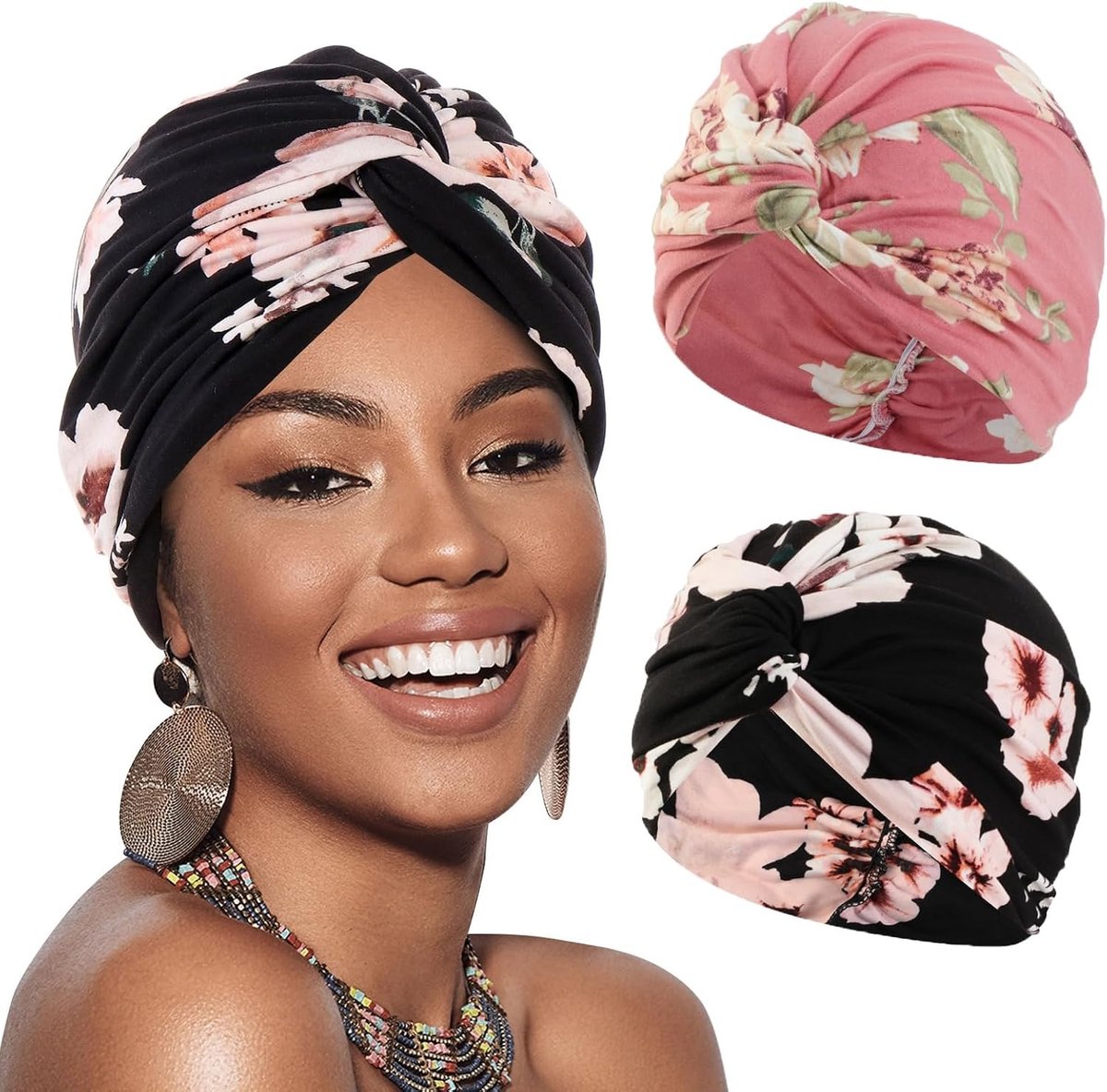 2 stuks Tulband - Hoofddoek -zachte, voorgeknoopte hoofddoeken, geschikt voor chemotherapie - Hijab - Slaapmuts - Hoofdwear – Haarverzorging