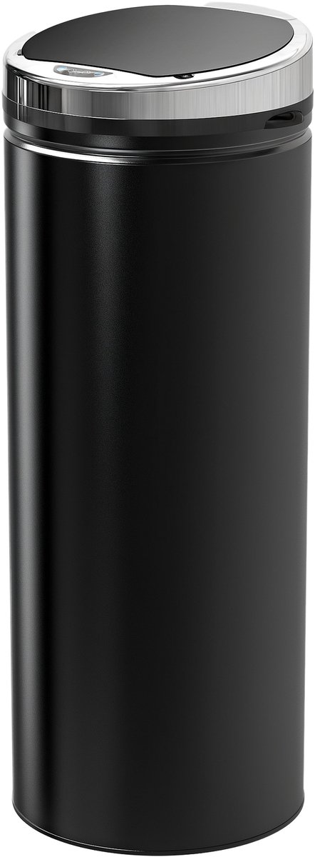 HOMCOM Sensor Prullenbak - Roestvrij Staal - 30,5x30,5x81,5cm - Zwart