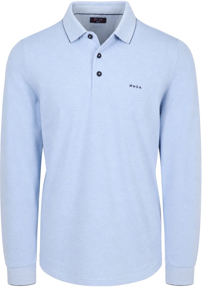 NZA Longsleeve Polo Hamton Piqué Blauw - Maat 3XL - Heren