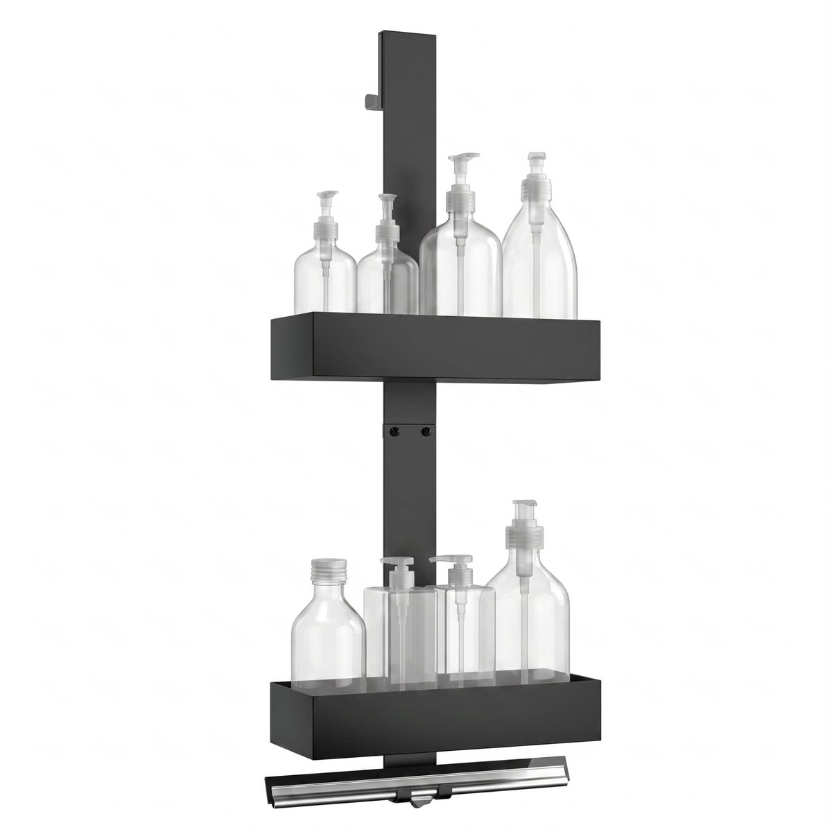 Purepeak Doucherek Hangend - Doucherekje aan Douchewand Zonder Boren - Zwart - 64 cm