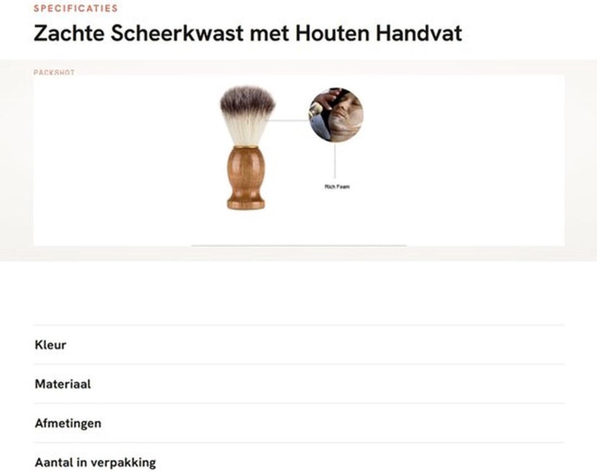 Scheerkwast Zachte Dassenhaar - Houten Handvat - Synthetisch Materiaal - Ergonomisch Ontwerp - Comfortabele Ervaring - Voorkomt Scheerirritatie - Scheerborstel