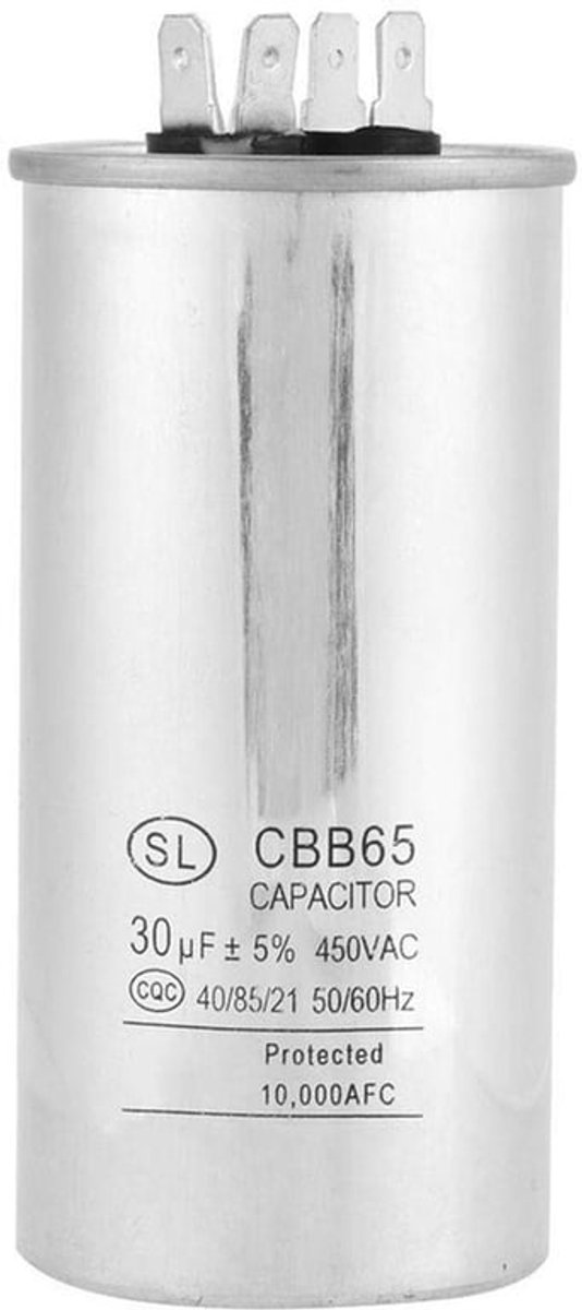 Condensator - 30uF - Betrouwbare isolatie - Rond - 450V AC - Duurzaam en praktisch - Geschikt voor motoren - CBB65A-1