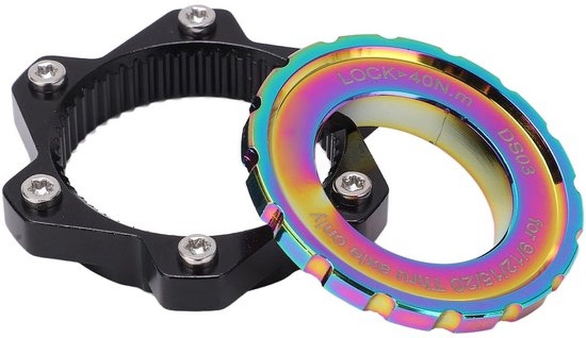 Centerlock-adapter - CNC-bewerking - Slijtvaste aluminium - Kleurrijk - Schijfremrotoradapter - Steekasnaaf - Geschikt voor fietsen