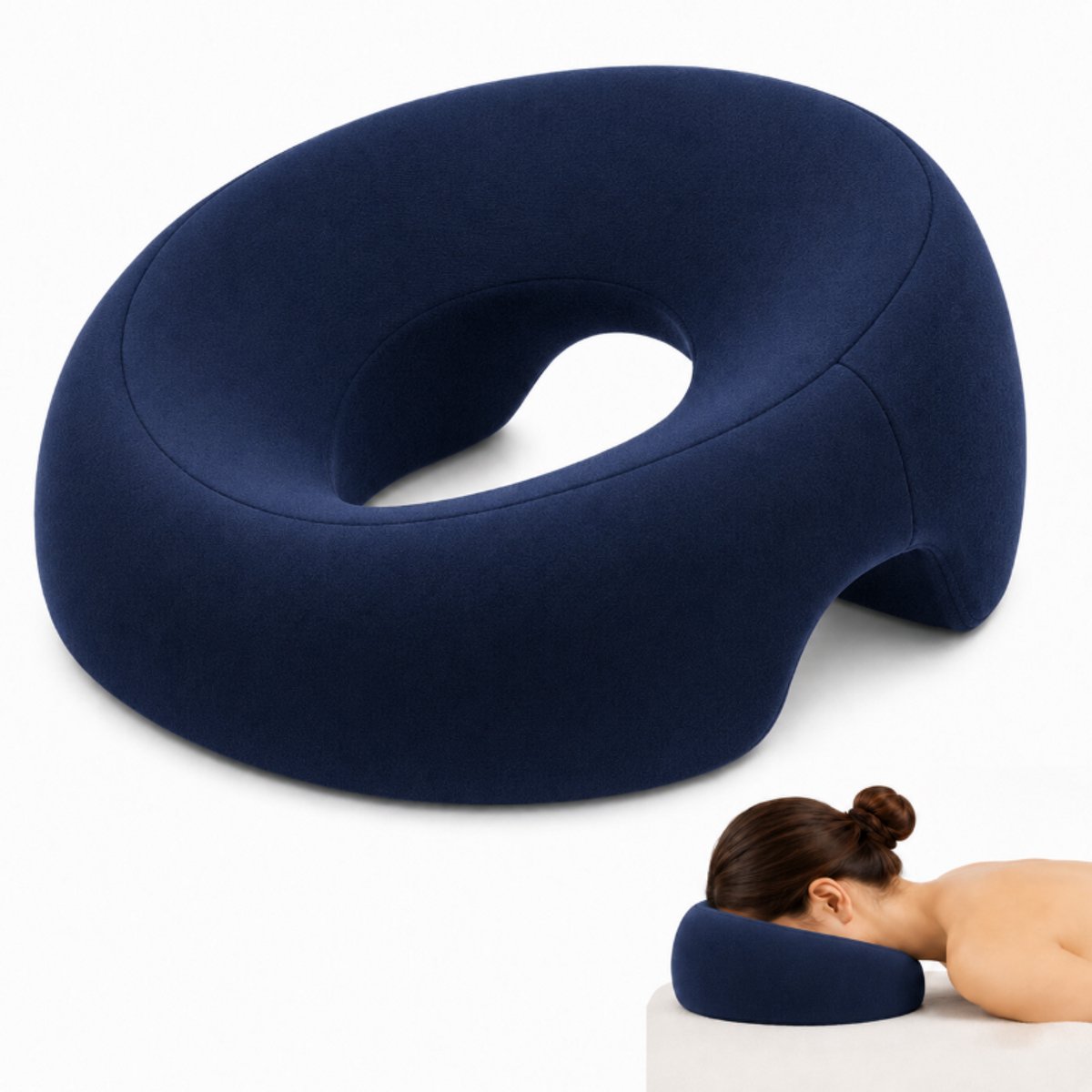 Gezichtskussen Voor Massage - Massagekussen - Traagschuim Gezichtskussen - Hoofdsteun - Kussen Met Gat - U-Vormig Dutje - Hoofdsteun Massagetafel - Massagekussen Voor Kind En Volwassenen - Voor Schoonheidsbehandelingen - Voor Massagetafels -blauw