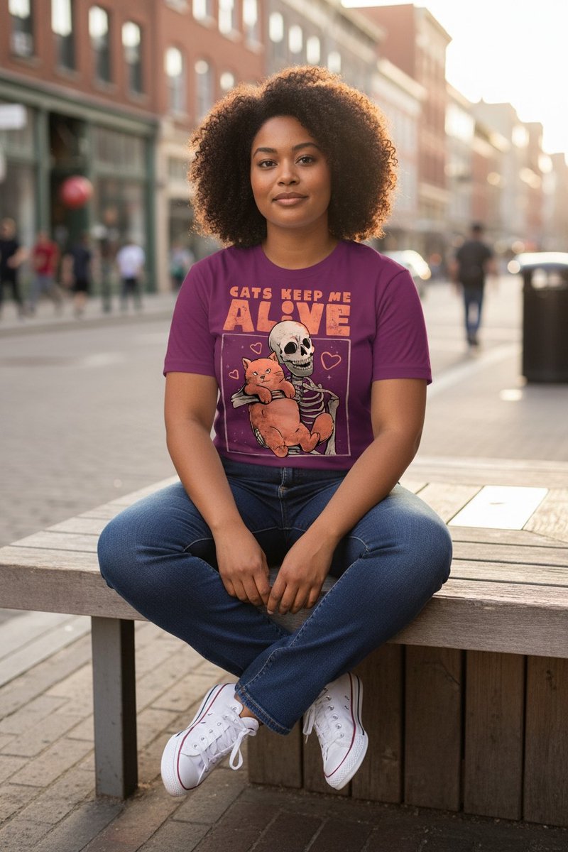 Kat Cats Keep Me Alive The Coloured House T-shirt XL