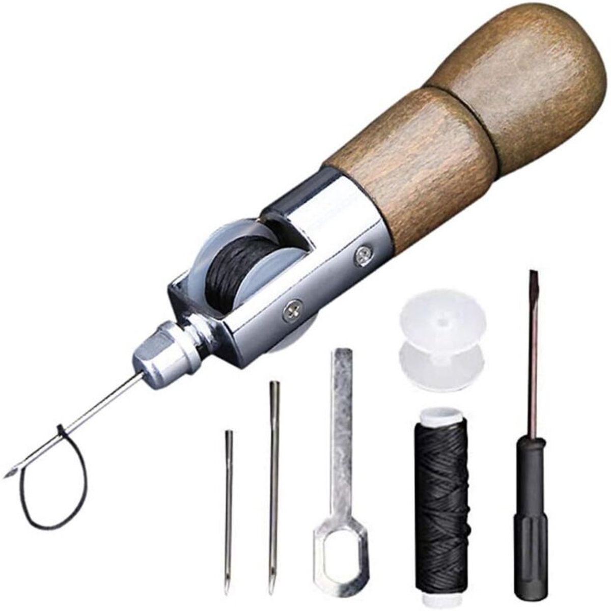 DIY Lederen Naaigereedschap/Accessoires Set, Handgemaakte Lederen Naaigereedschapset (173 mm)