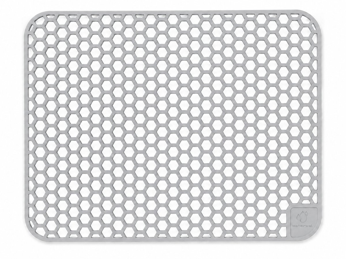 Waterval Gootsteenmat - Siliconen - Zilvergrijs - 30 x 40 cm - Rechthoekig