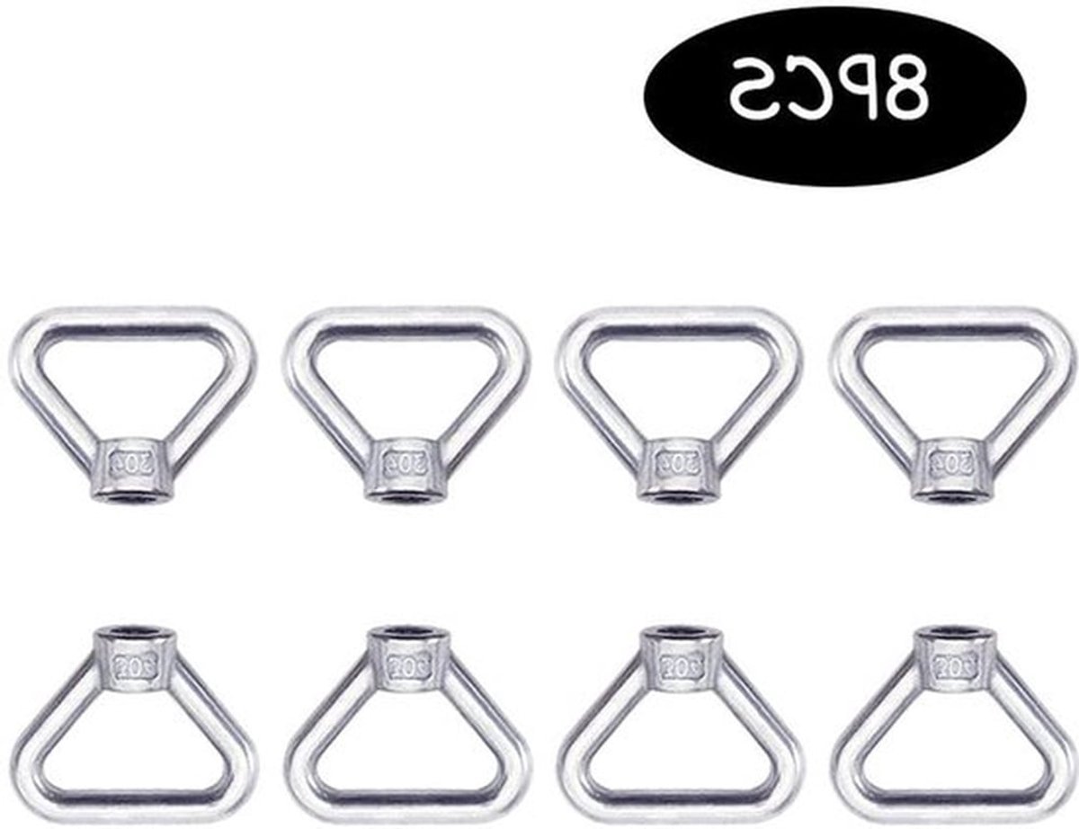 Set van 8 RVS Oogschroeven met Ringmoeren voor Bevestiging en Versteviging - Duurzaam en Corrosiebestendig