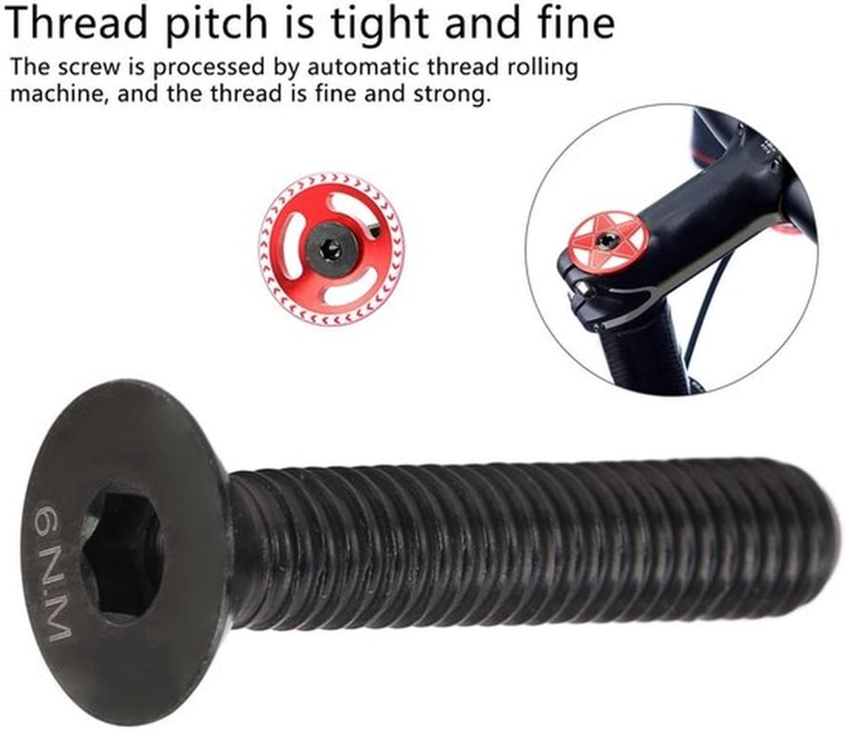- Fiets Stem Hoofdset Top Cap Bout - Lichtgewicht en Roestbestendig - Perfect voor Fietsonderdelen - M6x30mm - Duurzaam en Betrouwbaar - Fi...