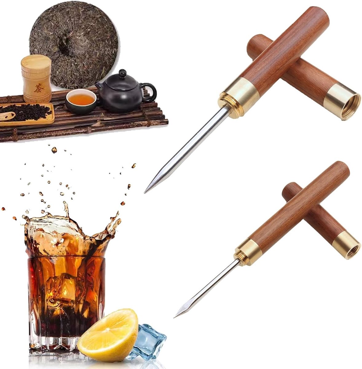 Ijspuistjes - Roestvrij staal - 17 cm en 15,8 cm - Met Houten Handvat - Voor Keuken en Bartenders