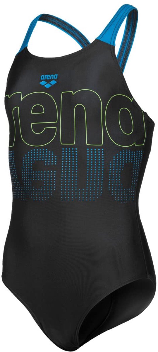 ARENA G Swimsuit V Back Graphic - Zwempak - Zwart-Turquoise - 12-13