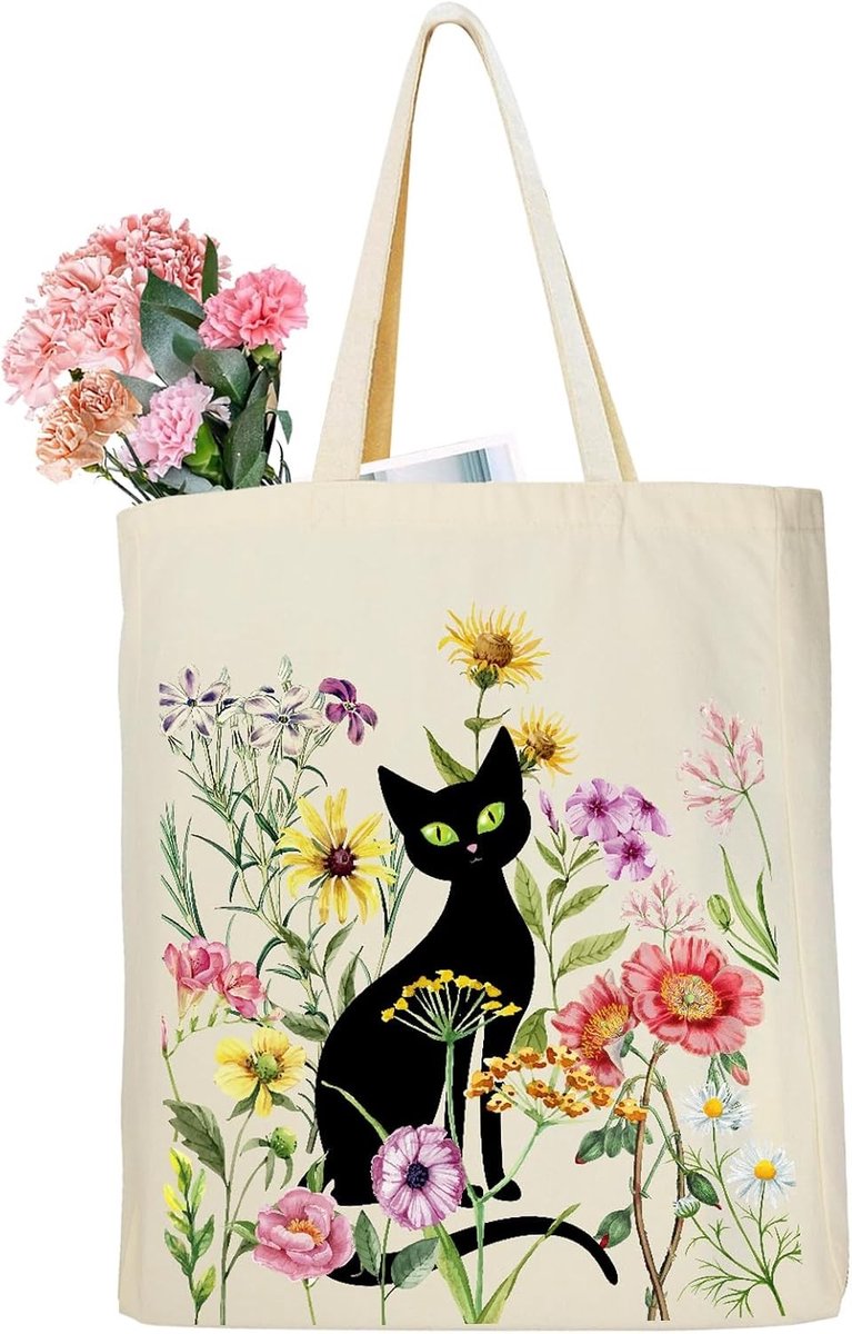 Tote Bag - Wilde Kat - 35 x 42 x 8 cm - Katoenen Bo tote bag - Voor Dames