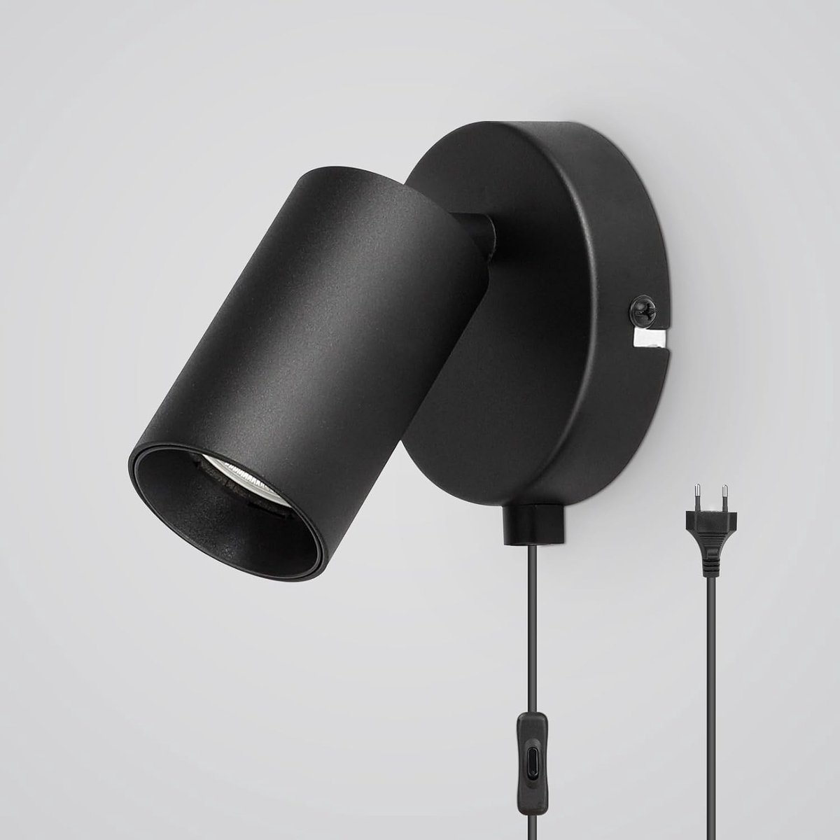 Wandlamp met Stekker - Zwart - Wandlamp met Aan/Uit-schakelaar - Voor Slaapkamer of Woonkamer