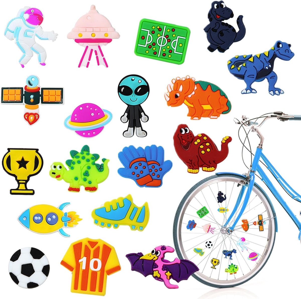 Kleurrijke fietsspaken clips - 18 stuks PVC fietsdecoratie, spaken accessoires en fietsversiering
