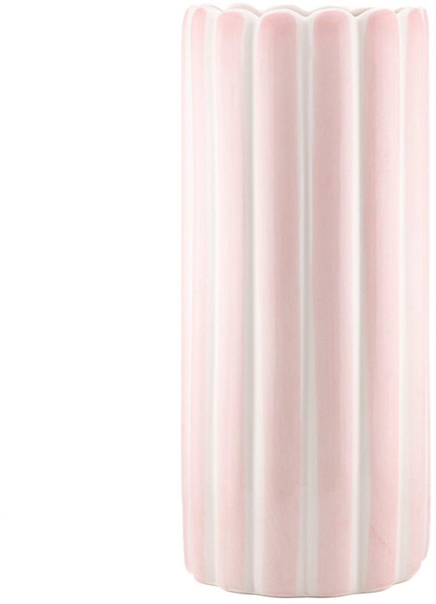 Aardewerk vaas Stripe roze