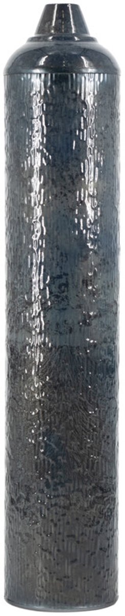 Metalen vaas striped blue stone