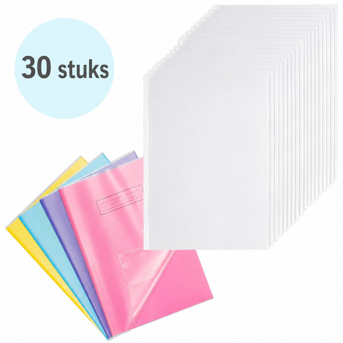 Book Sleeve - 30 Stuks - Boekhoezen - met Plakstrip - Geschikt voor Schoolboeken, Werkboeken & Studieboeken - A4 Formaat - Transparant