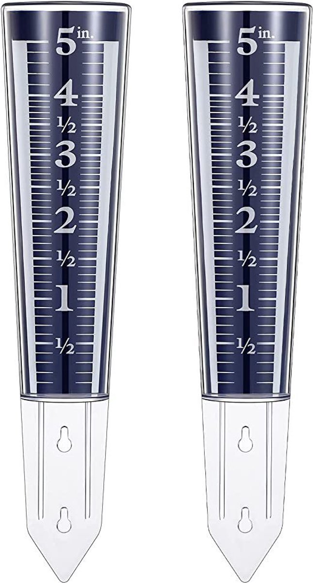 Regenmeter - 2 stuks - Meten Neerslag - Regenmeter tuin - vergrote schaalverdeling - goed afleesbaar - kunststof - voor gazon, binnenplaats en tuindecoratie - 5 inch