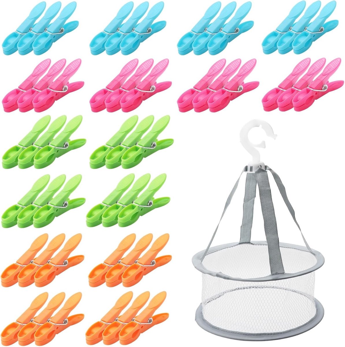 Kleurrijke plastic wasknijpers, niet-slip en winddicht, ideaal voor wasmand en handdoeken, 48 stuks