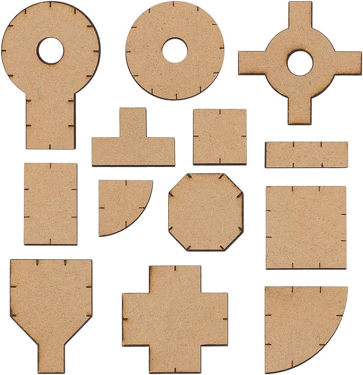 Complete set van 13 MDF tegels in baksteenlook met sjablonen voor Dungeon kaarten, perfect voor het decoreren van meubels en DIY bordspellen