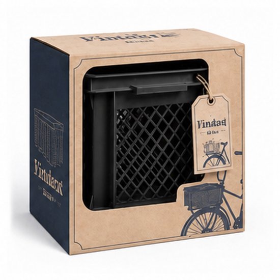 Vintag Fietskrat - 26 Liter - 40 x 30 x 22 cm - Kunststof - Zwart — afbeelding 3