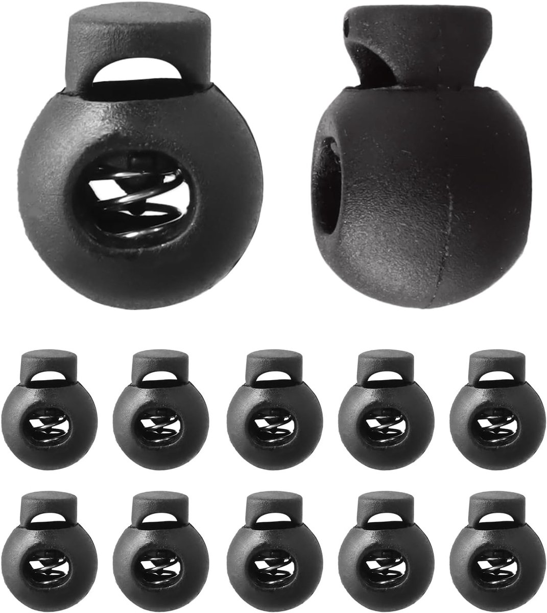 Set van 10 plastic cord stoppers met veer, ideale sluitingen voor elastische koorden, schoenen, kleding en rugzakken