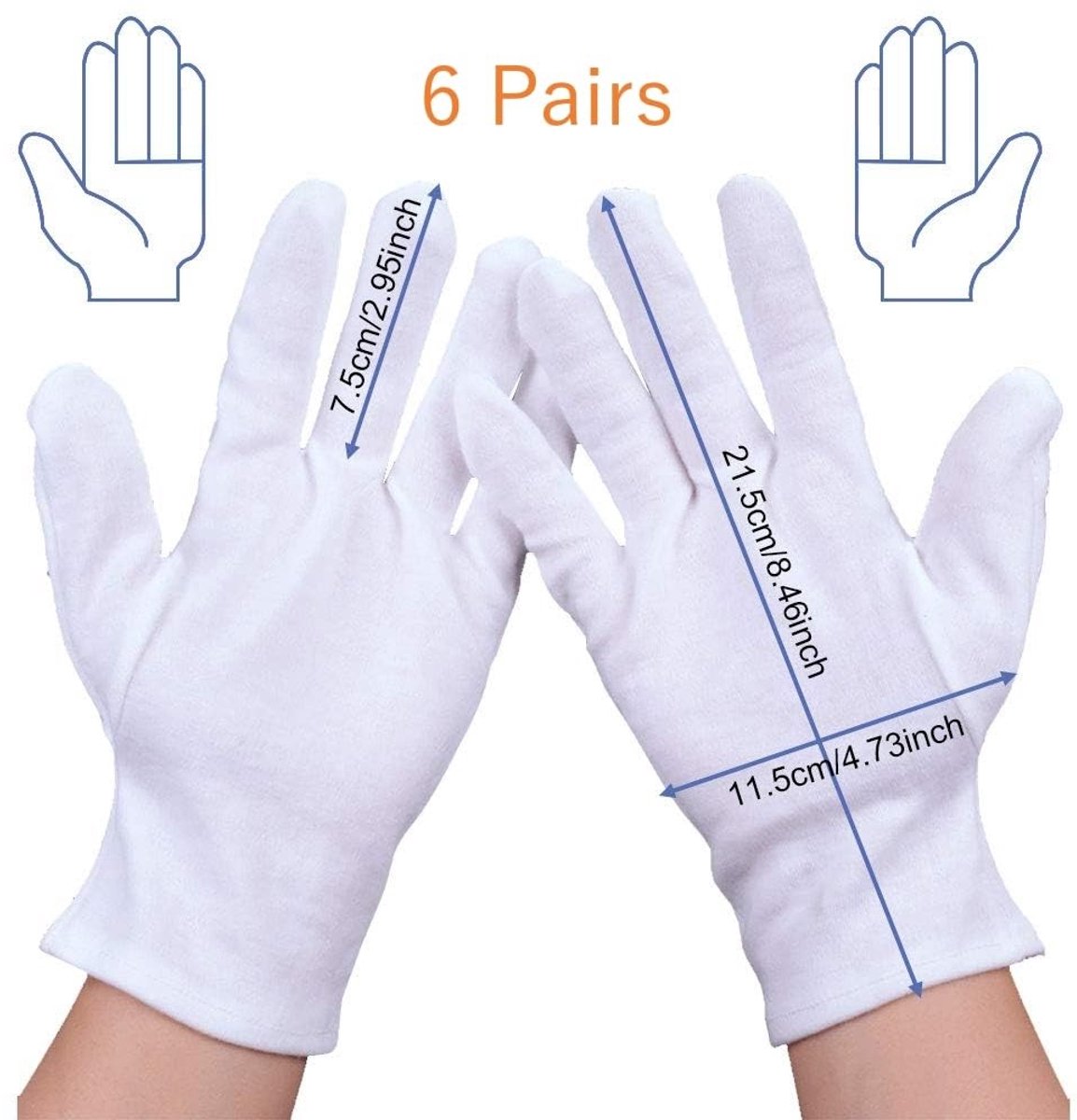 Witte handschoenen voor volwassenen - 6 paar, perfect voor kostuums, theater en evenementen