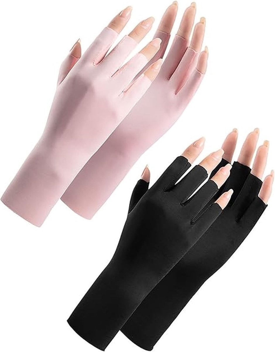 Vingerloze UV-beschermende Handschoenen - Zwart - Professionele Gelmanicure - UPF50+ - Voor Dames