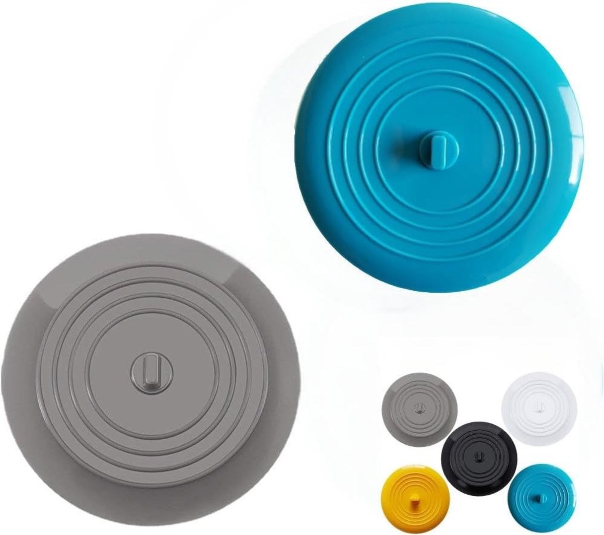 Siliconen Badstop - Blauw en Grijs - Diameter 15 cm - Universele Afvoerplug voor Keuken en Badkuip