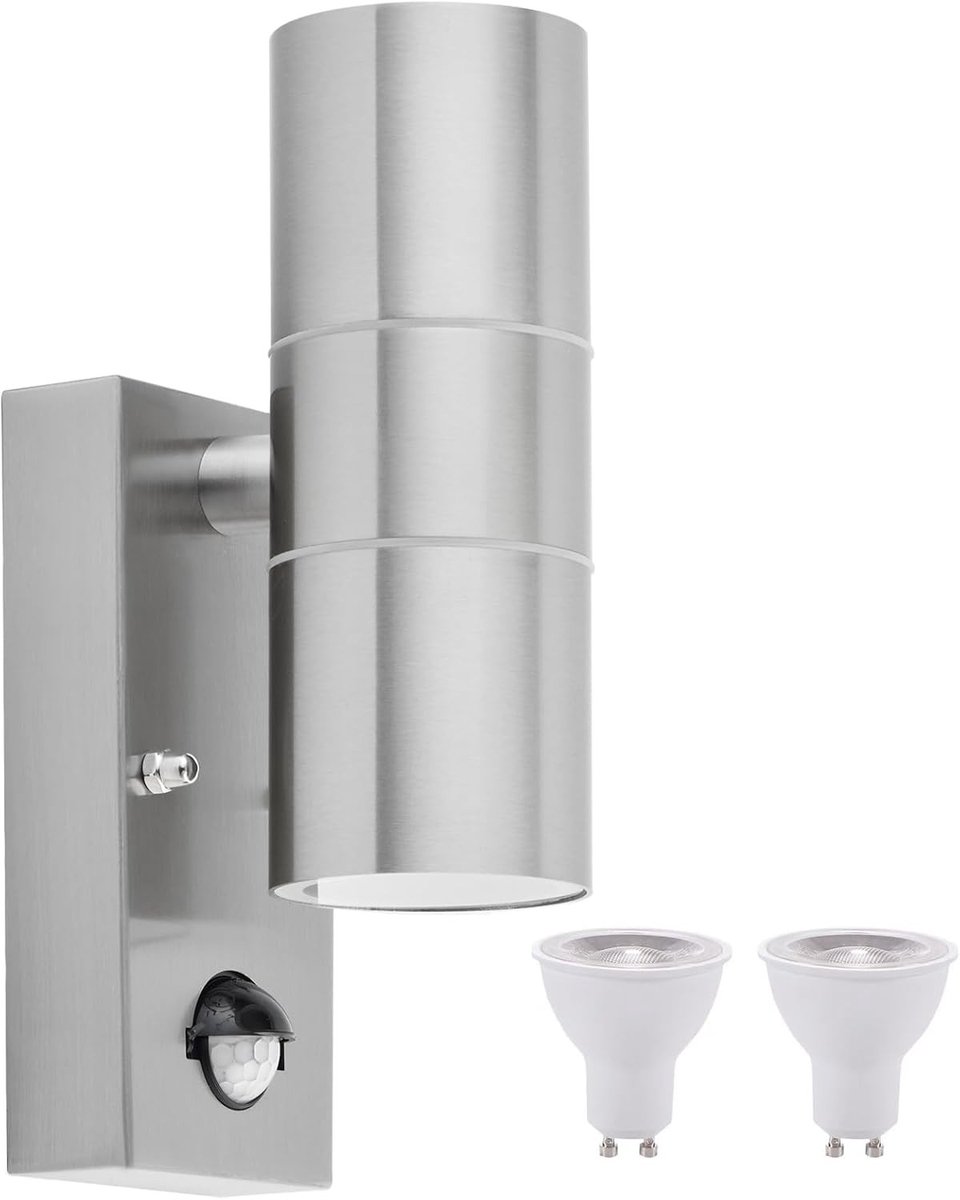 Buitenwandlamp met Bewegingsmelder - Antraciet - - Gemaakt van Roestvrij Staal - Voor Buitengebruik
