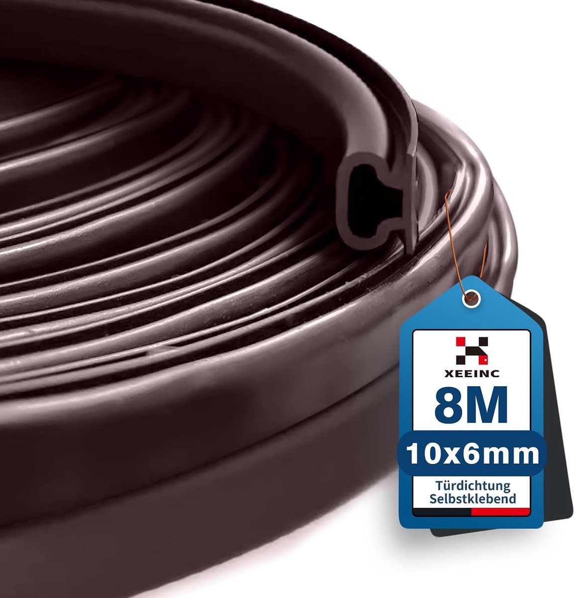Deurafdichting - afdichtingstape - zelfklevend - 10 mm (B) x 6 mm (D) - afdichting voor huisdeur - waterdichte afdichtingstape - deurkozijn - deurafdichting - rubber voor ramen en deuren - D-bruin