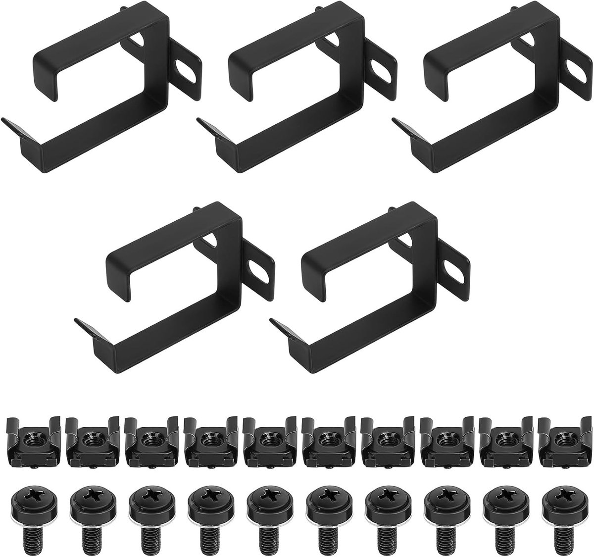 Set van 5 Kabelmanagement Beugels voor 19 Inch Server Rack - Zwart, Staal, Geschikt voor Rackmontage, 6 x 4,3 x 5 cm, Organisatie, Netwerk, Serverbeheer