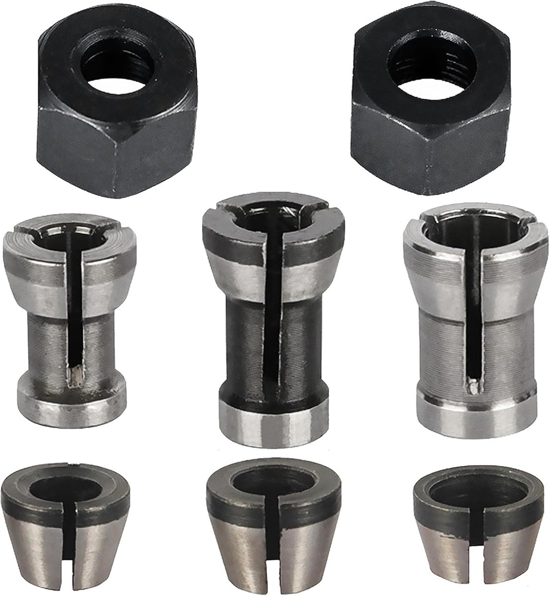 Set van 8 Klemmen voor Freesaccessoires met 6 Klemadapters en 2 Moeren voor Graveermachines, Perfect voor Precisiewerk en Houtbewerking